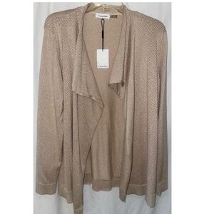 Calvin Klein Gold Shimmer Open Cardigan Sweater Top Women’s Medium New with Tag
